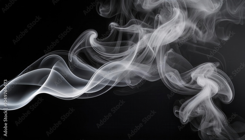 Poster mesmerizing abstract smoke swirls in motion against a black background. ethereal vapor texture for c