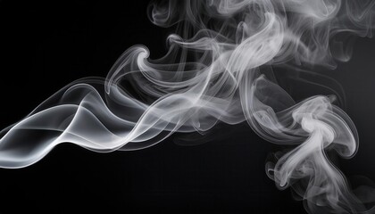Mesmerizing Abstract Smoke Swirls in Motion Against a Black Background. Ethereal Vapor Texture for Creative Design, Mystic Visuals, Dreamlike Atmospheres, and Surreal Concepts
