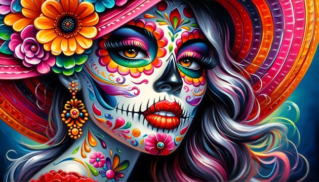 "Sue&ntilde;os de Catrinas Halloween: Celebraci&oacute;n de Vida y Color"