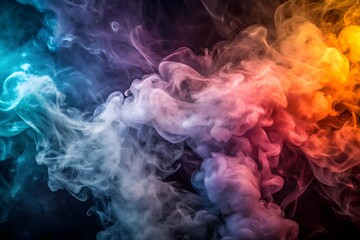 Obraz premium A vibrant smoky gradient background with swirling blue, purple, and orange hues, perfect for creative and mystical designs needing a colorful, dynamic backdrop.