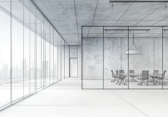 Fototapeta premium Office Design Sketch.