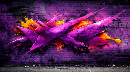 Purple and Orange Graffiti Wall Illustration
