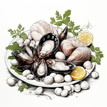A Captivating Line Drawing of Urechis Unicinctus Seafood Delicacies