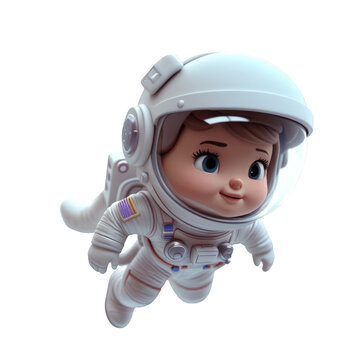 recommend clip art: Adorable portrait of young girl astronaut, ideal for space-themed illustrations and children’s visuals