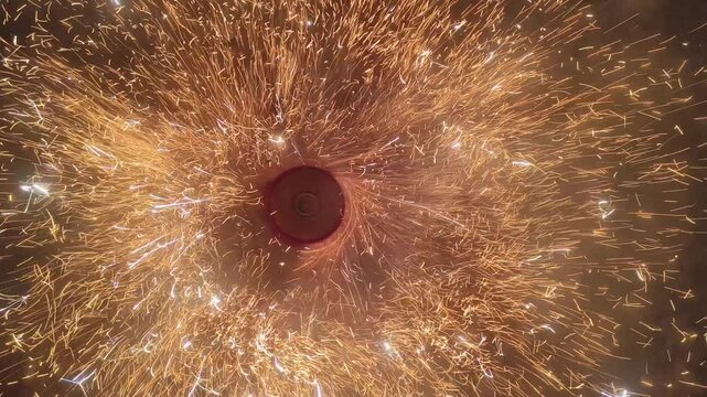 Fire Crackers during Diwali Festival: Ground Spinners, or ground wheels or charkhi. High quality 4k footage