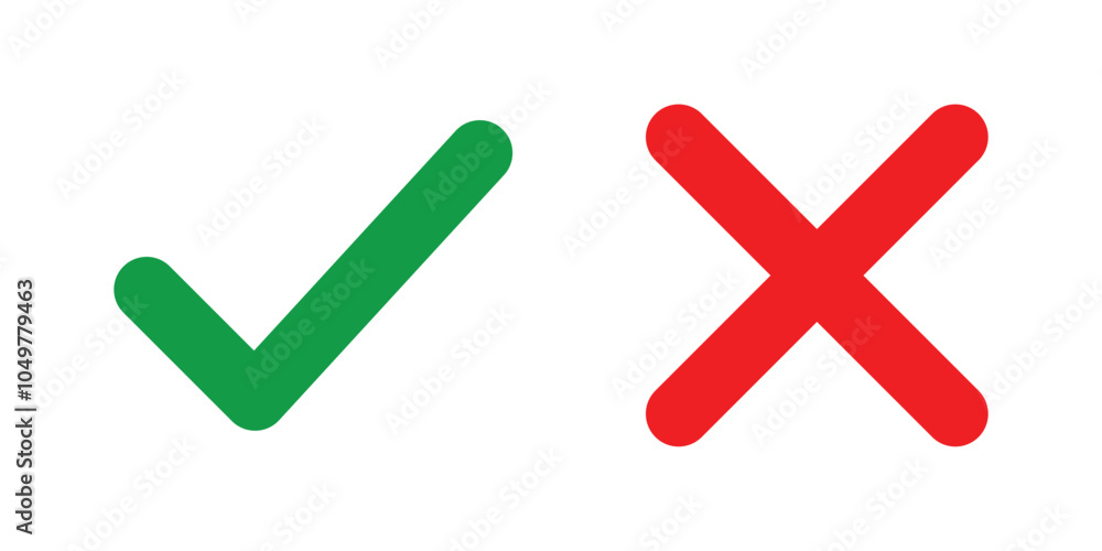 Poster check marks & cross mark icon, symbol. tick and cross sign elements. x and ok symbol icons check box