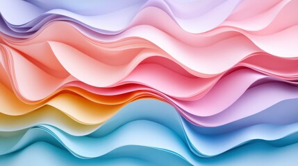 Abstract background with wavy pastel colored paper.
