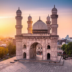 Fototapeta premium Stunning Charminar Portrait: Realistic Artwork Capturing Hyderabad’s Iconic Heritage
