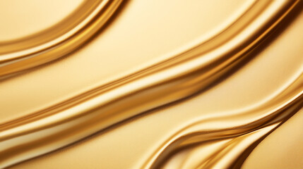 Obraz premium Close-up of golden yellow liquid swirl, showcasing a glossy and shiny surface with intricate curves