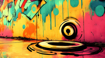 Abstract Graffiti Wall with Yellow and Pink Colors Illustration