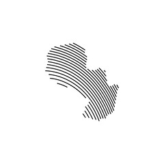 paraguay country map curved line border vector icon illustration