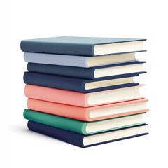 Fototapeta premium Stack of colorful books on white isolated background.