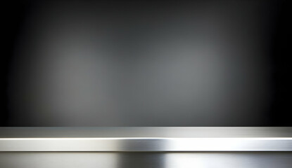 Empty Stainless Steel Table on Grey Background