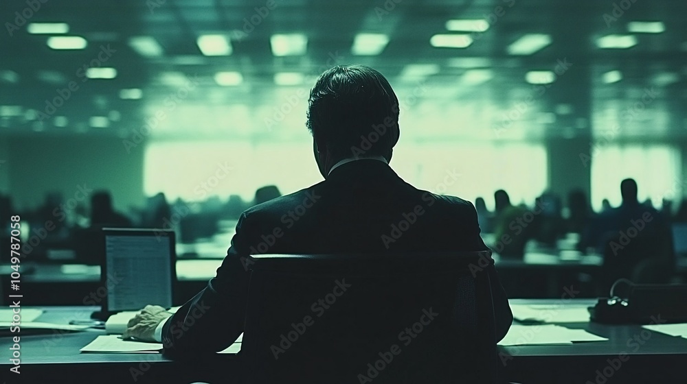 Poster forensic auditors examining tax documents and financial reports under bright office lights stock pho