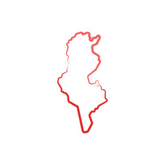tunisia country map line border vector icon illustration