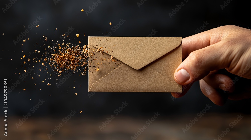 Poster business executive nervously erasing emails and clearing data to avoid legal consequences stock phot