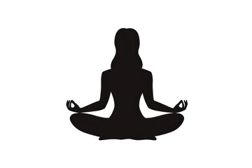 Silhouette of a person in a meditative yoga pose, symbolizing tranquility and mindfulness against a transparent background.