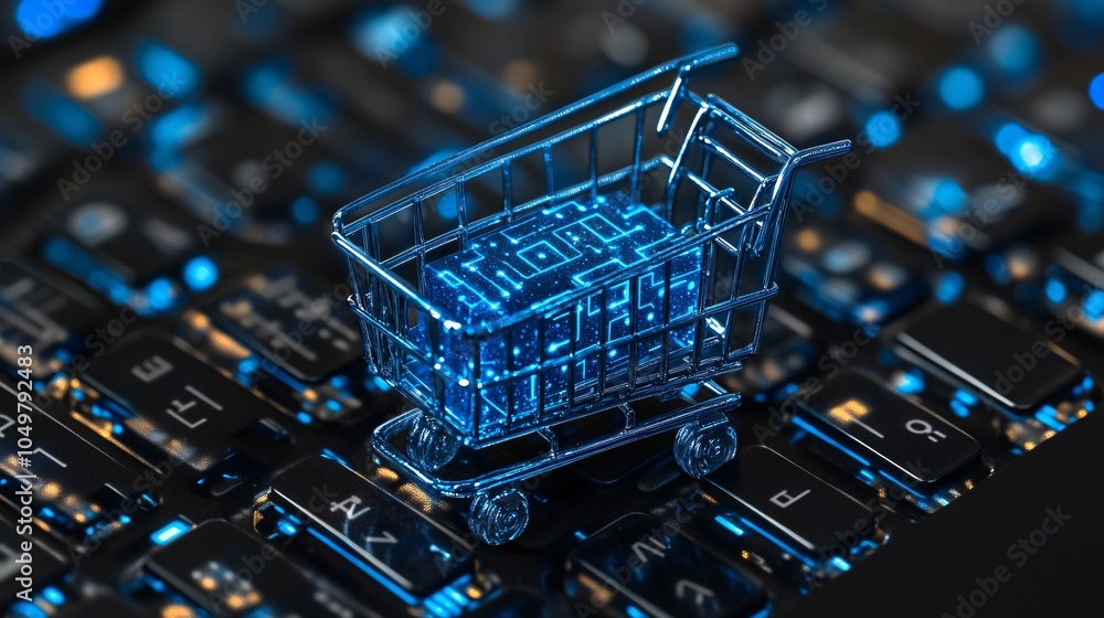 Aufkleber Online shopper concerned about personal data theft while checking out on a secure website Stock Photo with side copy space