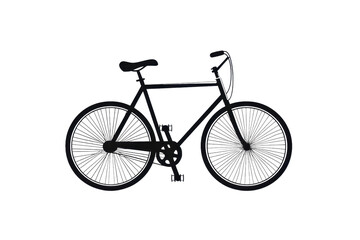 Fototapeta premium Sleek black bicycle with wire wheels on a white backdrop, showcasing minimalist design and urban mobility.