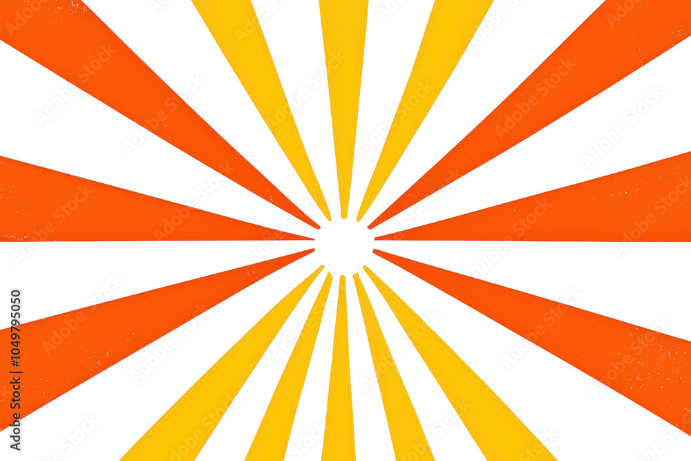Poster vibrant abstract sunburst design with red, orange, and yellow rays converging to a central point, cr