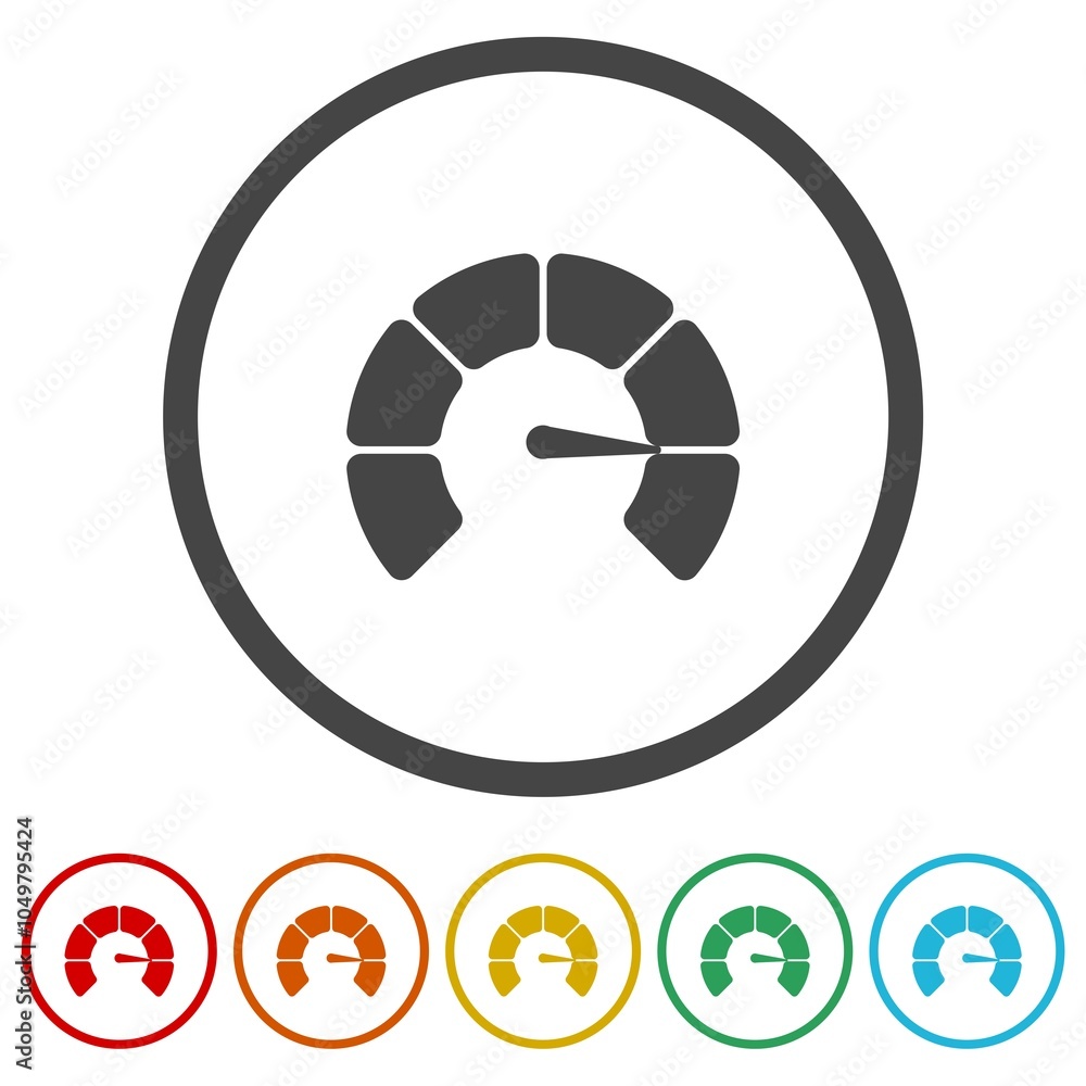 Poster speed indicator sign. set icons in color circle buttons