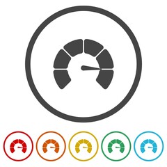 Fototapeta premium Speed indicator sign. Set icons in color circle buttons