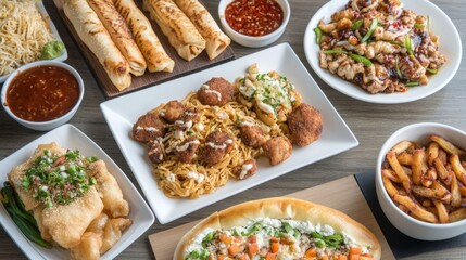 Fototapeta premium Creative Cuisine with Flavorful Dishes and Soft Lighting