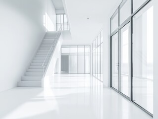Modern White Staircase.