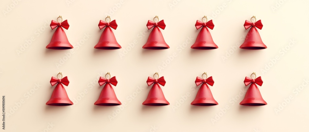 Poster a row of red bells with bows on them