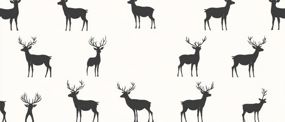 Naklejka premium A black and white image of deer with a white background