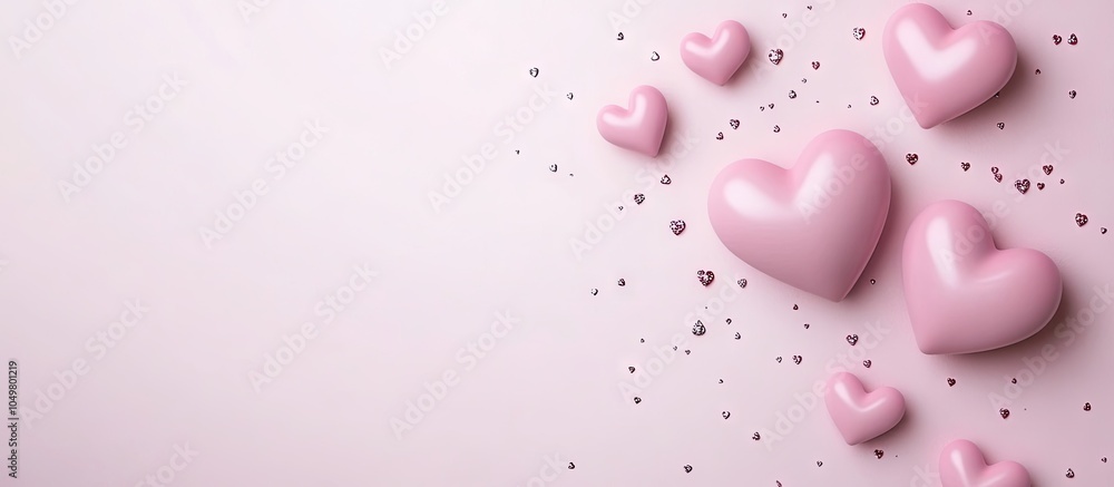 Aufkleber valentine s day pink greeting card featuring hearts and blank space for text. with copy space image.