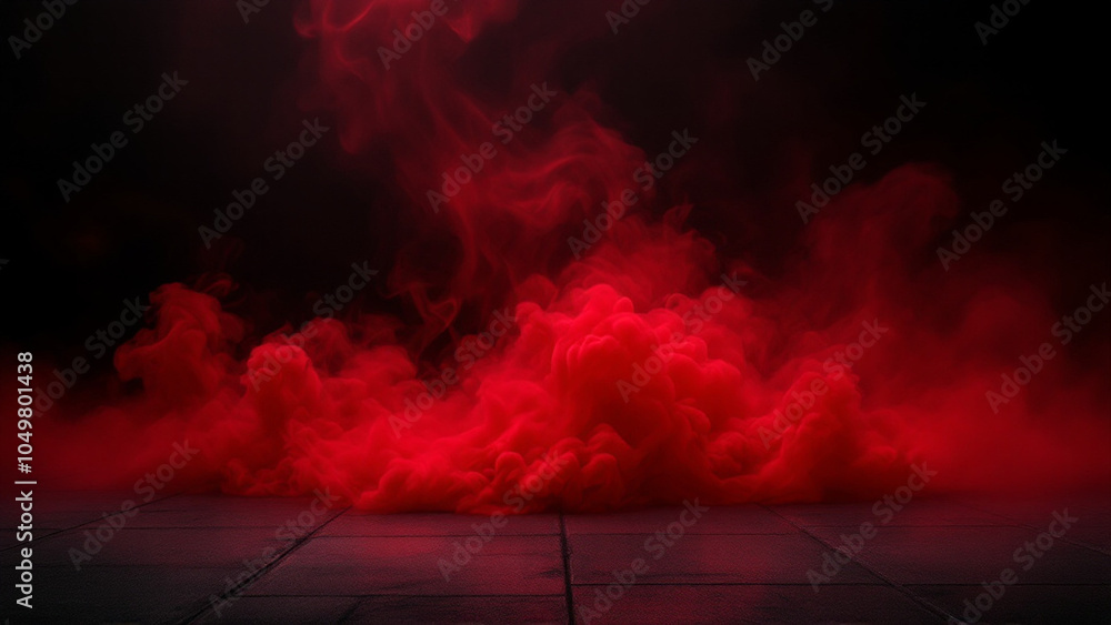 Canvas Prints red smoke on the floor. isolated black background. foggy fog effect texture overlays for text or spa