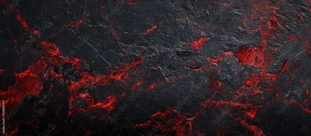Poster Red black granite stone top view as a background. with copy space image. Place for adding text or design