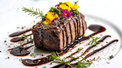 Elegant Meatloaf with Vibrant Colors on White Background