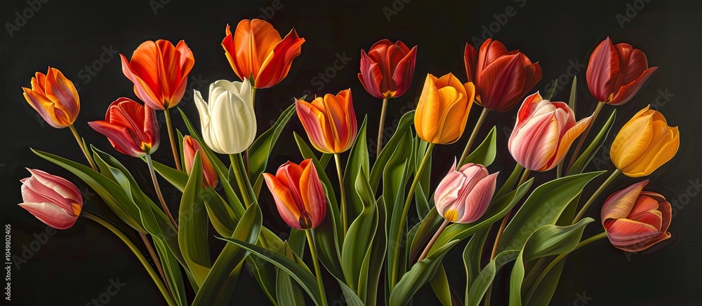 Aufkleber Bunch of spring tulips. with copy space image. Place for adding text or design