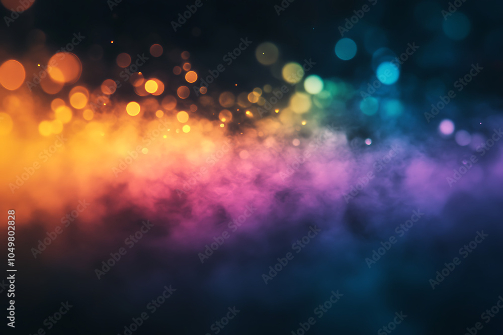 Poster Abstract background with colorful bokeh and smoke.