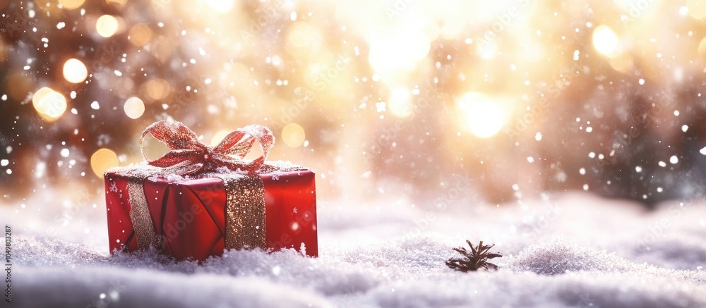 Poster merry christmas and happy new year eco friendly gift radiant snow bokeh winter festivities on a whit