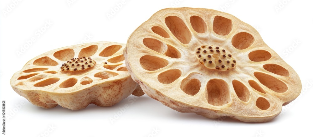 Poster lotus root isolated on a white background. with copy space image. place for adding text or design