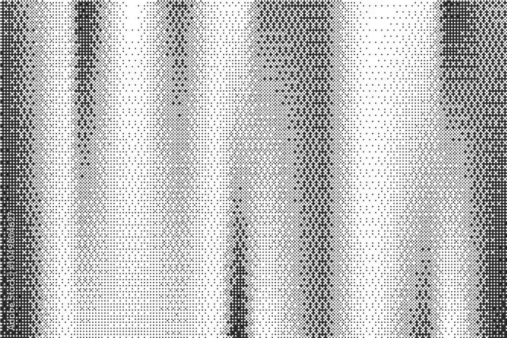 Poster Striped bitmap pattern background with pixel texture. Retro computer game graphic. Abstract noisy effect halftone digital bg. Vector glitch spackle fade wallpaper