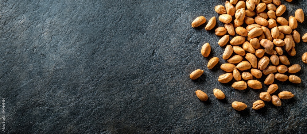 Leinwandbilder pine nuts on a stone table viewed from above with copy space available