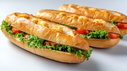 Gourmet Sandwiches with Fresh Ingredients on Isolated Background