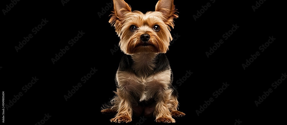 Aufkleber Yorkshire Terrier sitting with untamed fur. with copy space image. Place for adding text or design