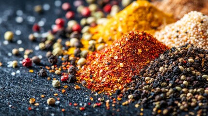 Vibrant Middle Eastern Spices on Rustic Background