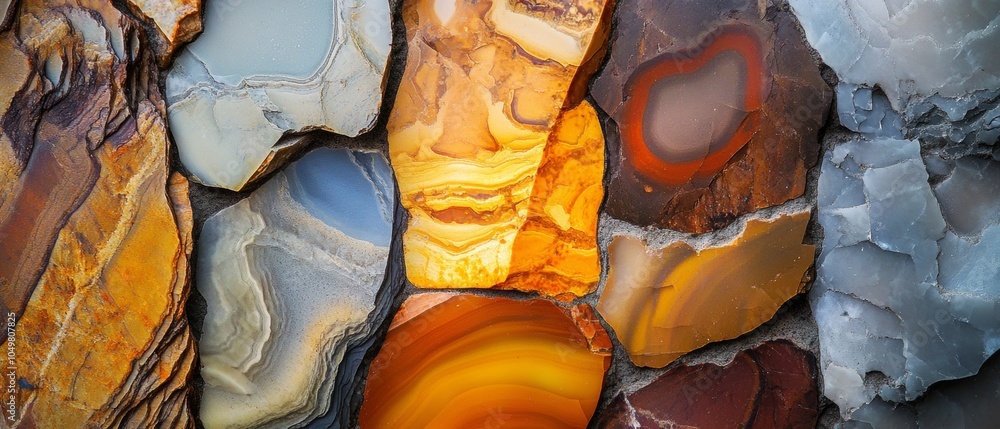 Poster a collection of rocks with different colors and patterns