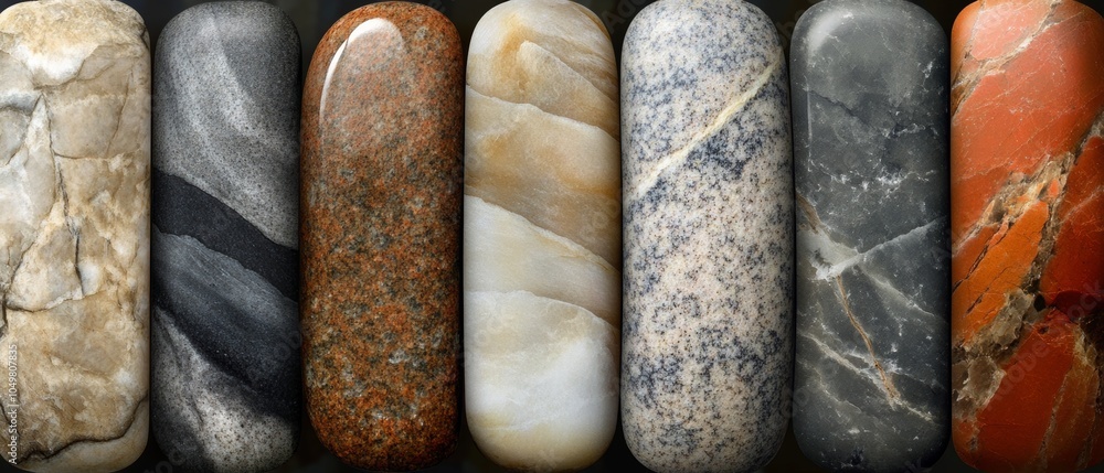 Poster a row of rocks with different colors and textures
