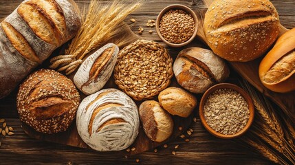 Rustic Bread Variety with Grains and Seeds