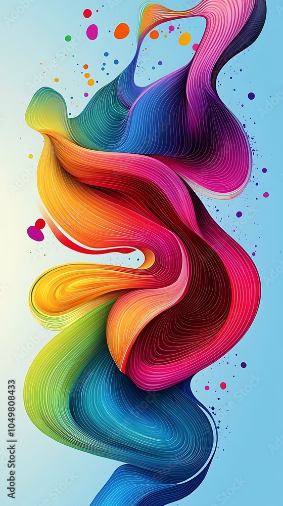 Poster vibrant dynamic wave showcasing colorful flowing abstract patterns