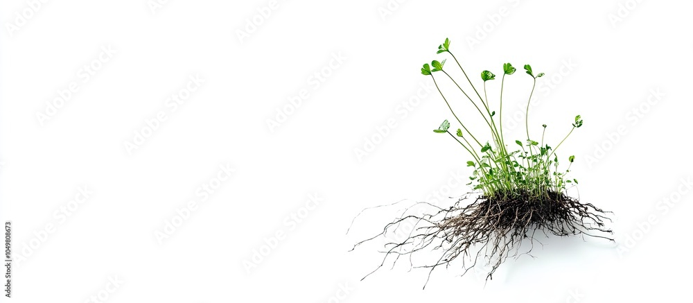 Fototapete water dropwort on a white background water dropwort with its roots. with copy space image. place for