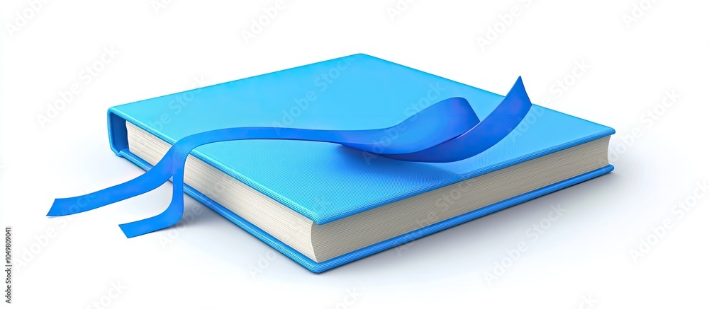 Leinwandbilder blue notebook with a ribbon isolated. with copy space image. place for adding text or design