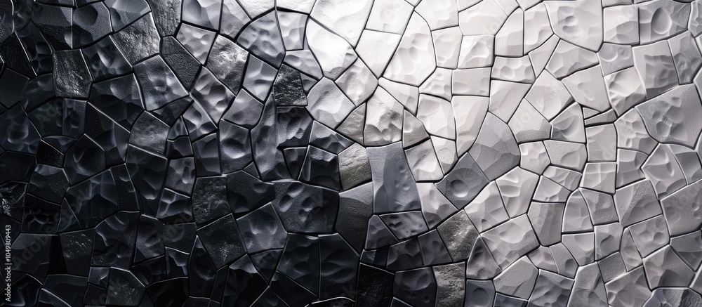 Poster three colors black grey and white create a mosaic tile texture wall suitable for background wallpape